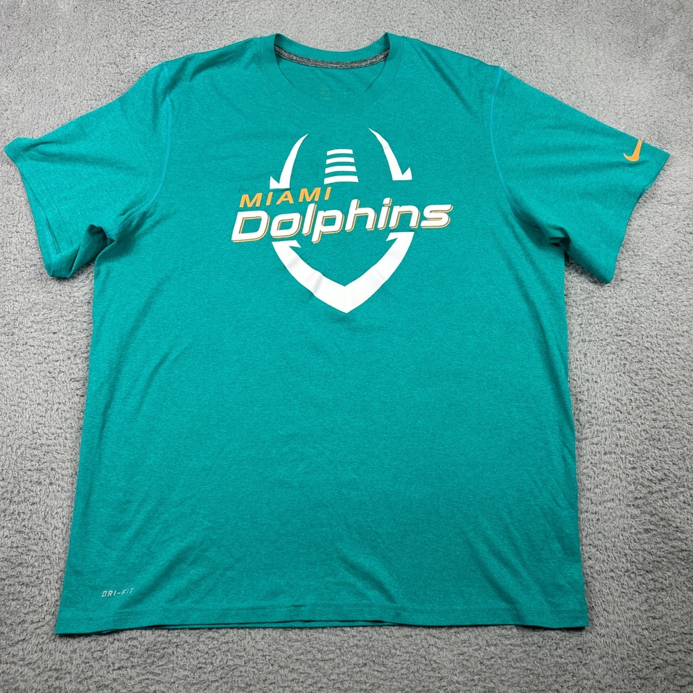 Miami Dolphins Nike Dri-Fit T-Shirt Mens XL Aqua Crewneck Football Performance